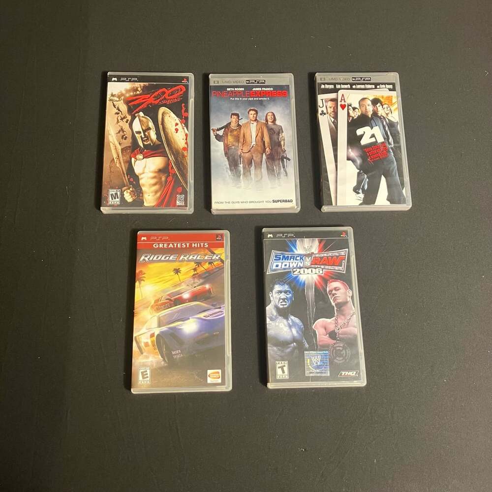 Lot Of 5 PSP Games And UMD Movies CASES ONLY